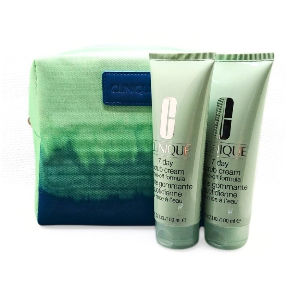 2X CLINIQUE 7 Day Scrub Cream Rinse-Off Formula Makeup Bag Bundle - Picture 5 of 9